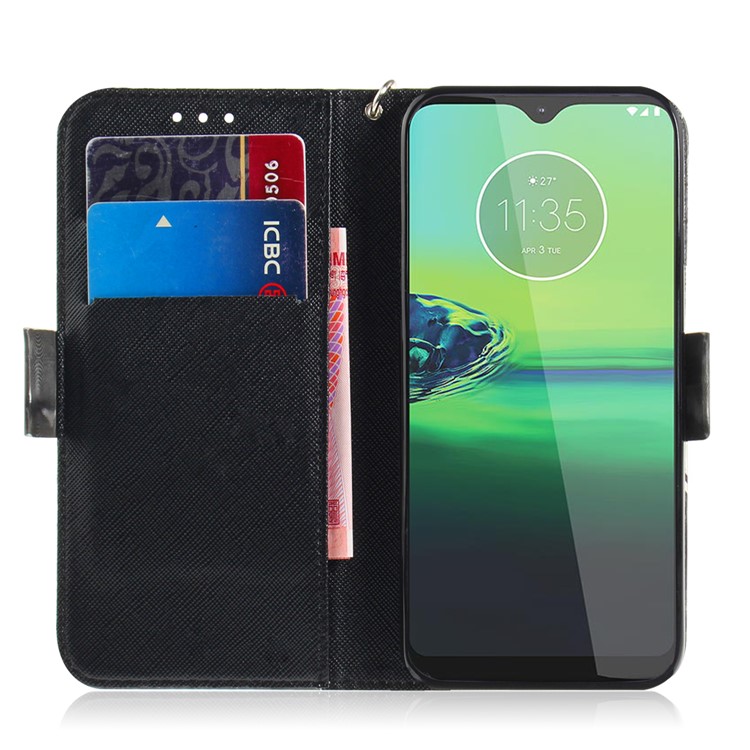Pattern Printing Light Spot Decor Leather Wallet Stand Case for Motorola One Macro / Moto G8 Play - Panda Pattern-7