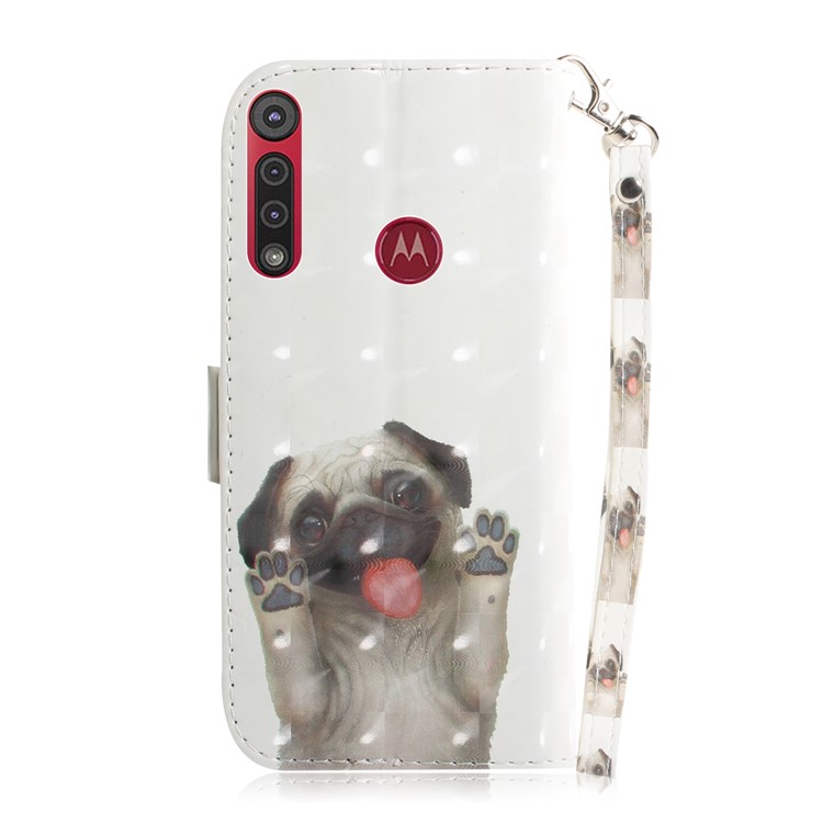 Pattern Printing Light Spot Decor Leather Wallet Stand Case for Motorola One Macro / Moto G8 Play - Dog-3