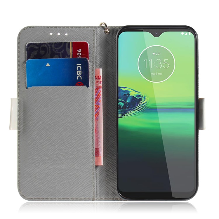 Pattern Printing Light Spot Decor Leather Wallet Stand Case for Motorola One Macro / Moto G8 Play - Dog-7