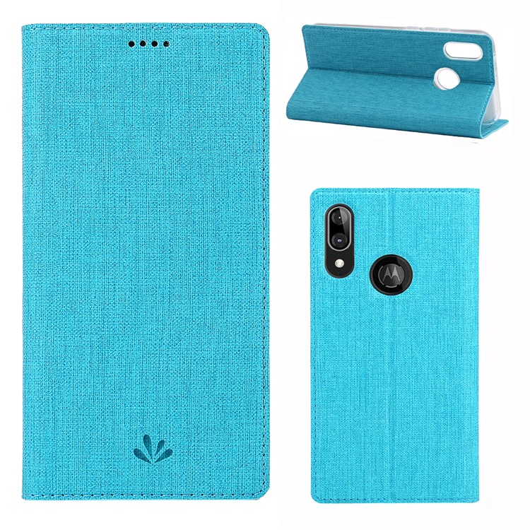 VILI DMX Cross Texture Stand Leather Card Holder Case for Motorola Moto E6 Plus / E6s (2019) - Blue-1