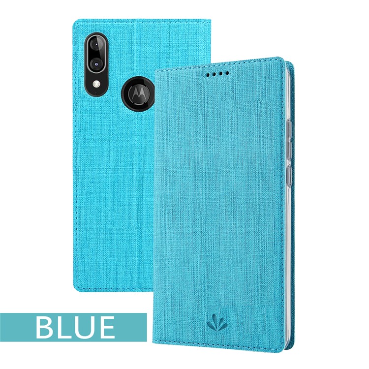 VILI DMX Cross Texture Stand Leather Card Holder Case for Motorola Moto E6 Plus / E6s (2019) - Blue-6