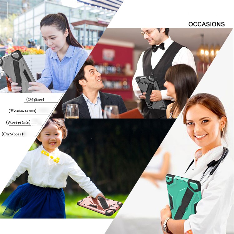 Shield Style Shockproof Strap Kickstand Tablet Case for Lenovo Tab E10/X104 - Black-12