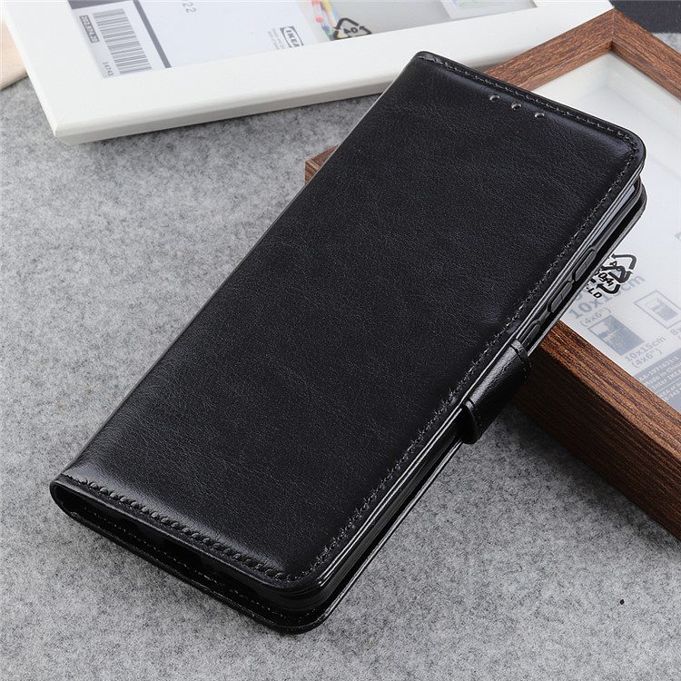 Crazy Horse Leather Wallet Case with Photo Slot for Motorola Moto G8 Plus - Black-7