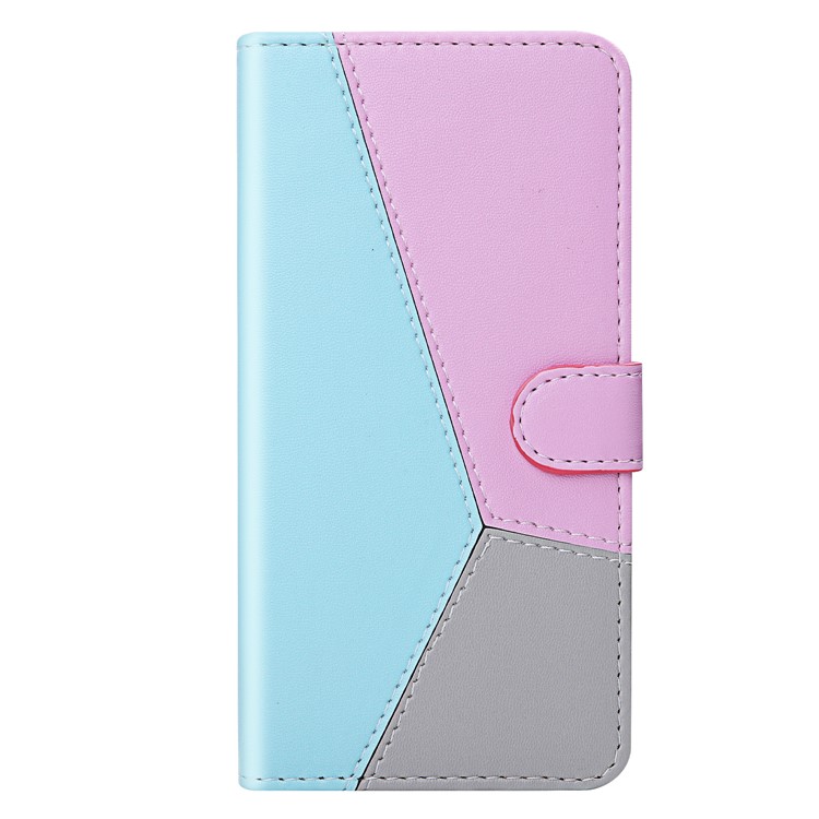 Tricolor PU Leather Wallet Cover for Motorola Moto G8 Play/One Macro - Blue/Purple/Grey-2