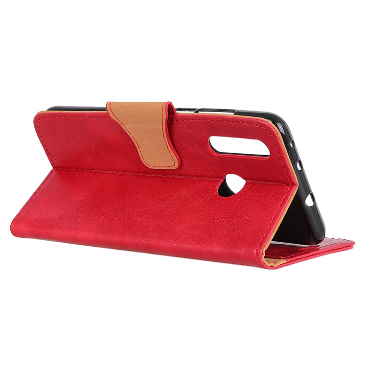 Crazy Horse Surface PU Leather Wallet Case for Motorola Moto G8 Plus - Red-11
