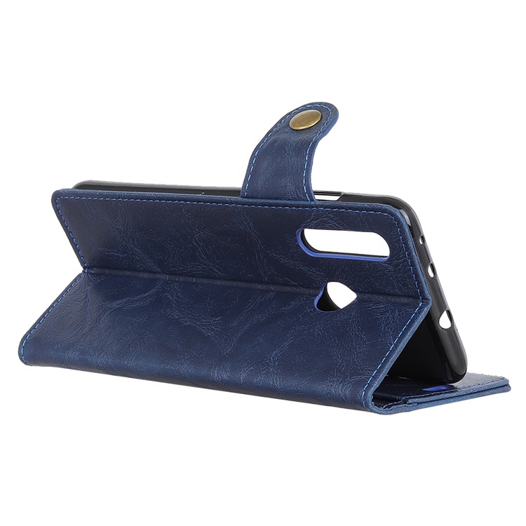 S-shape Crazy Horse Texture Leather Wallet Case for Motorola Moto G8 Plus - Blue-4