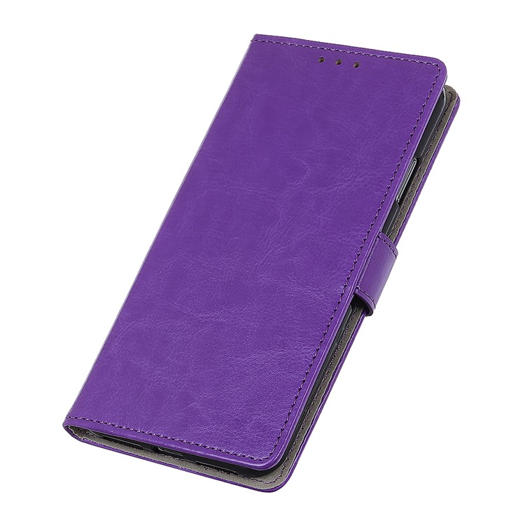 Crazy Horse Leather Wallet Stand Phone Case for Motorola Moto E6 Play - Purple-4