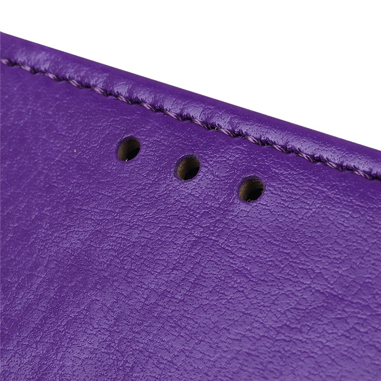 Crazy Horse Leather Wallet Stand Phone Case for Motorola Moto E6 Play - Purple-5