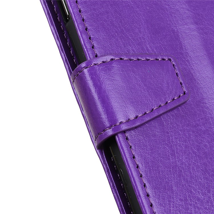 Crazy Horse Leather Wallet Stand Phone Case for Motorola Moto E6 Play - Purple-6