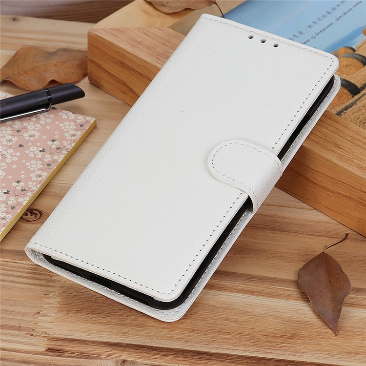 Litchi Skin Wallet Leather Stand Casing for Motorola Moto E6 Play - White-12