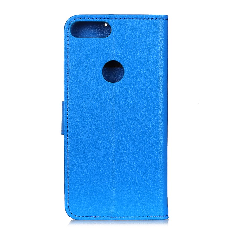 Litchi Skin Wallet Leather Stand Casing for Motorola Moto E6 Play - Blue-10