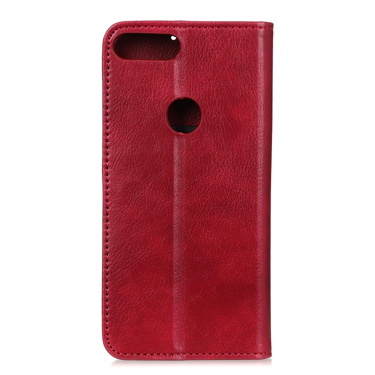 Auto-absorbed Litchi Texture Split Leather Cell Phone Case for Motorola Moto E6 Play - Red-3