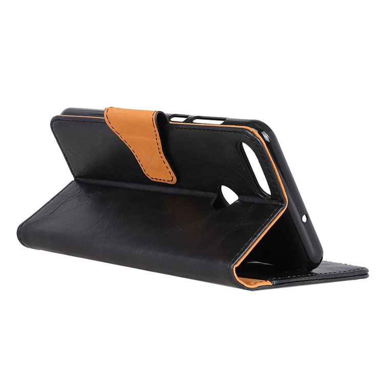 Crazy Horse Skin Leather Wallet Stand Phone Shell for Motorola Moto E6 Play - Black-11