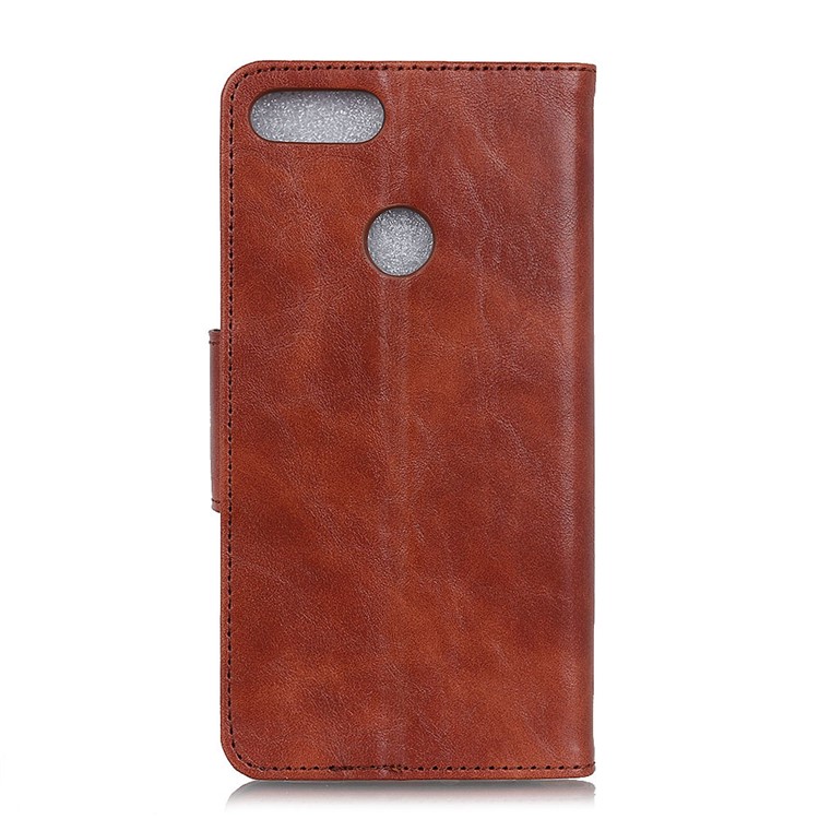 Crazy Horse Skin Leather Wallet Stand Phone Shell for Motorola Moto E6 Play - Brown-10