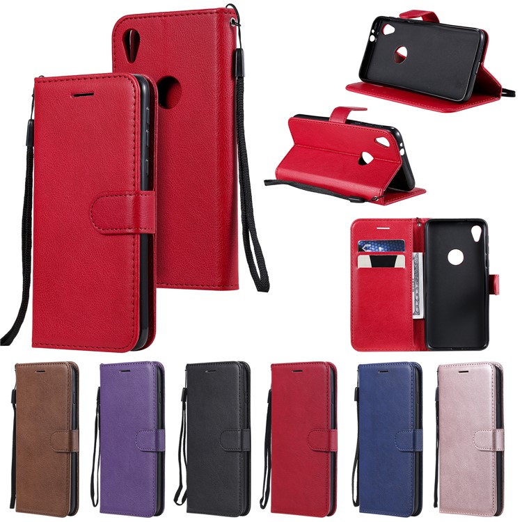 Wallet Leather Stand Case for Motorola Moto E6 - Red-12