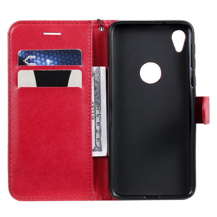 Wallet Leather Stand Case for Motorola Moto E6 - Red-4