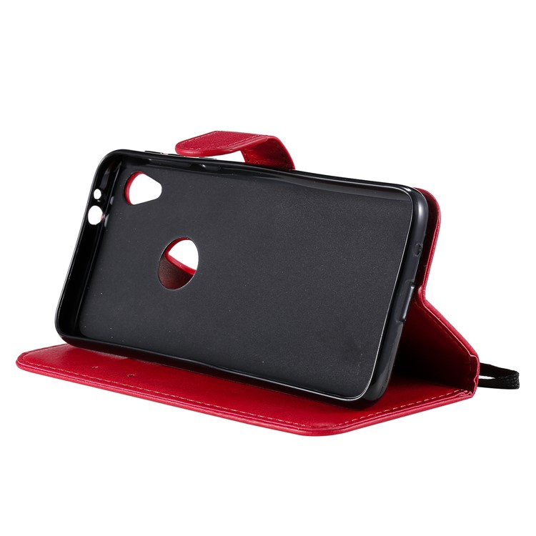 Wallet Leather Stand Case for Motorola Moto E6 - Red-8