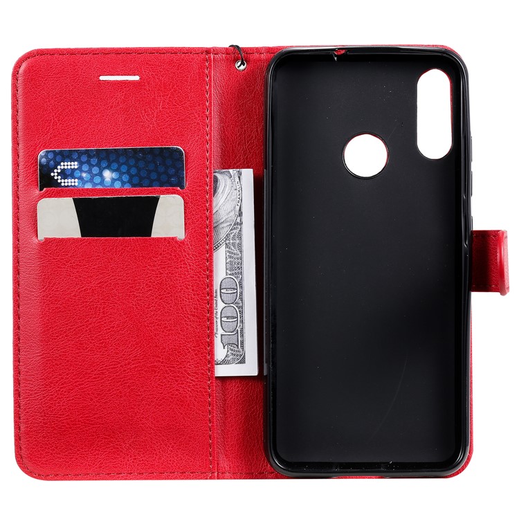 Wallet Leather Stand Case for Motorola Moto E6 Plus - Red-4