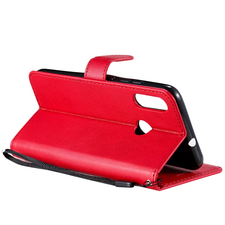 Wallet Leather Stand Case for Motorola Moto E6 Plus - Red-5