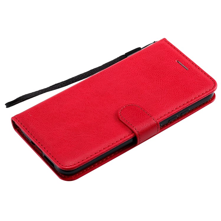 Wallet Leather Stand Case for Motorola Moto E6 Plus - Red-7