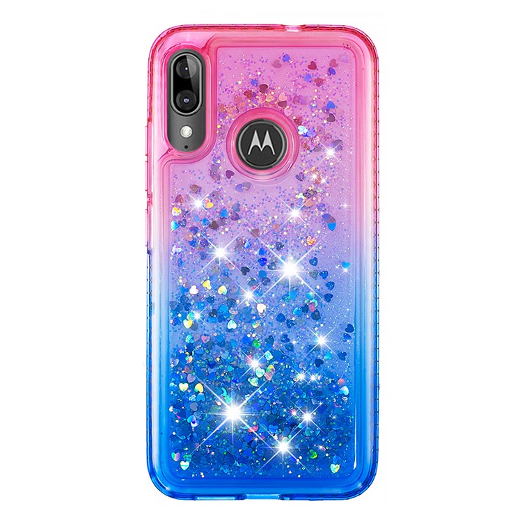 Gradient Glitter Powder Quicksand Rhinestone Decor TPU Case for Motorola Moto E6 Plus / E6s (2019) - Rose / Blue-2