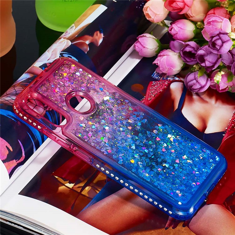 Gradient Glitter Powder Quicksand Rhinestone Decor TPU Case for Motorola Moto E6 Plus / E6s (2019) - Rose / Blue-5
