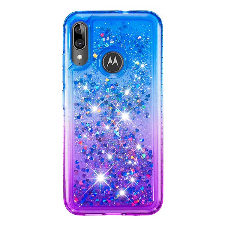 Gradient Glitter Powder Quicksand Rhinestone Decor TPU Case for Motorola Moto E6 Plus / E6s (2019) - Blue / Purple-2