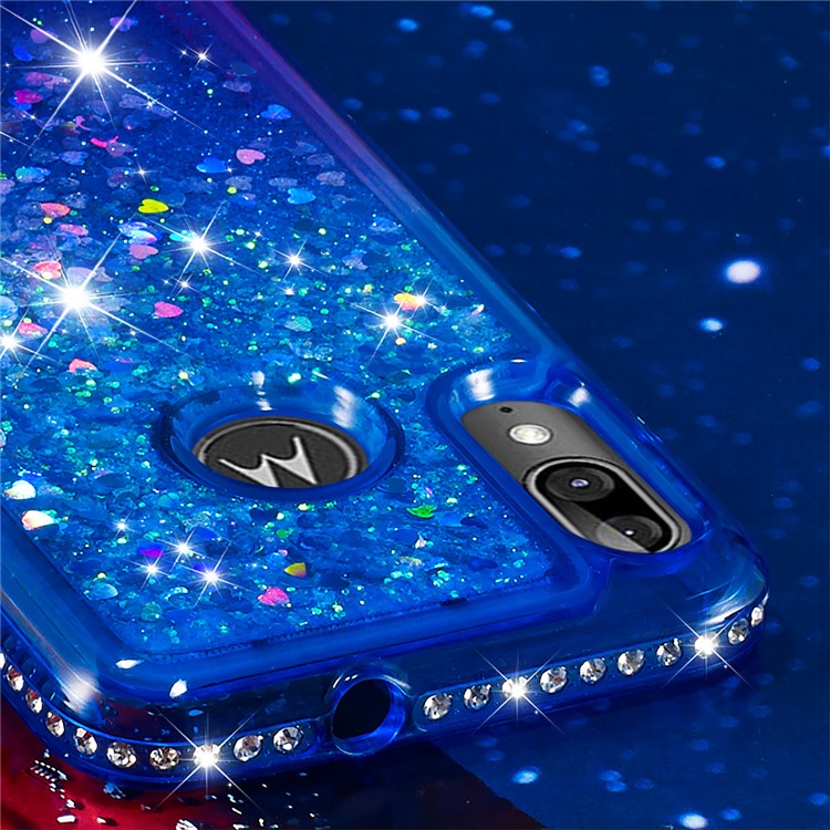 Gradient Glitter Powder Quicksand Rhinestone Decor TPU Case for Motorola Moto E6 Plus / E6s (2019) - Blue / Purple-3