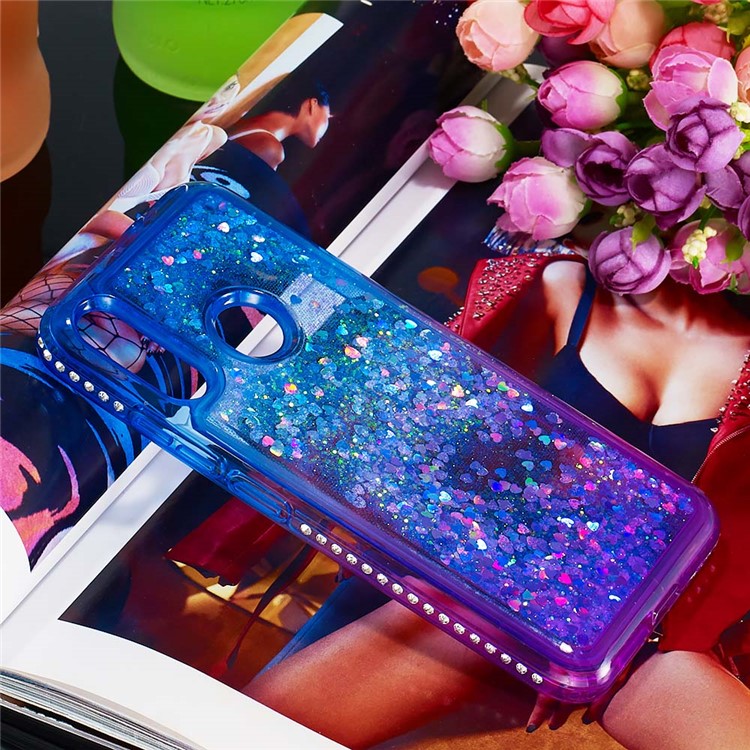 Gradient Glitter Powder Quicksand Rhinestone Decor TPU Case for Motorola Moto E6 Plus / E6s (2019) - Blue / Purple-5