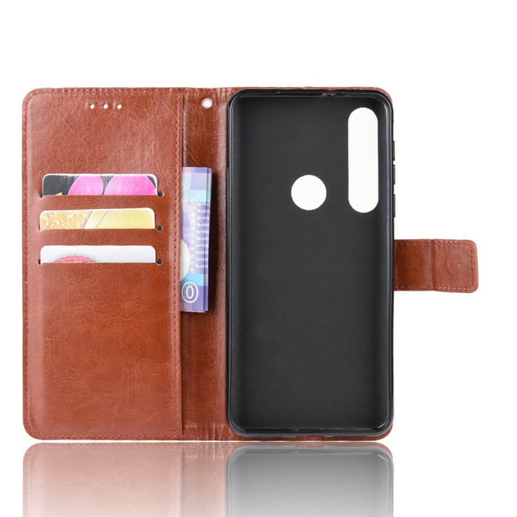 Crazy Horse Texture Leather Wallet Phone Casing for Motorola One Macro / Moto G8 Play - Brown-3