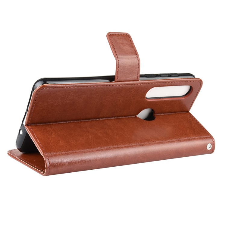 Crazy Horse Texture Leather Wallet Phone Casing for Motorola One Macro / Moto G8 Play - Brown-5