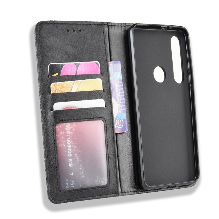 Vintage Style Stand Leather Wallet Stand Case for Motorola One Macro / Moto G8 Play - Black-3