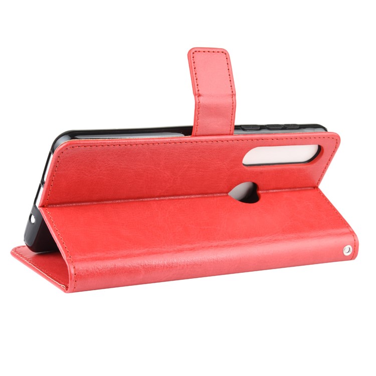 Crazy Horse Magnetic Leather Stand Case for Motorola Moto G8 Plus - Red-5