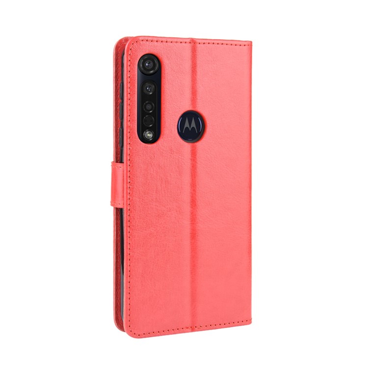 Crazy Horse Magnetic Leather Stand Case for Motorola Moto G8 Plus - Red-6
