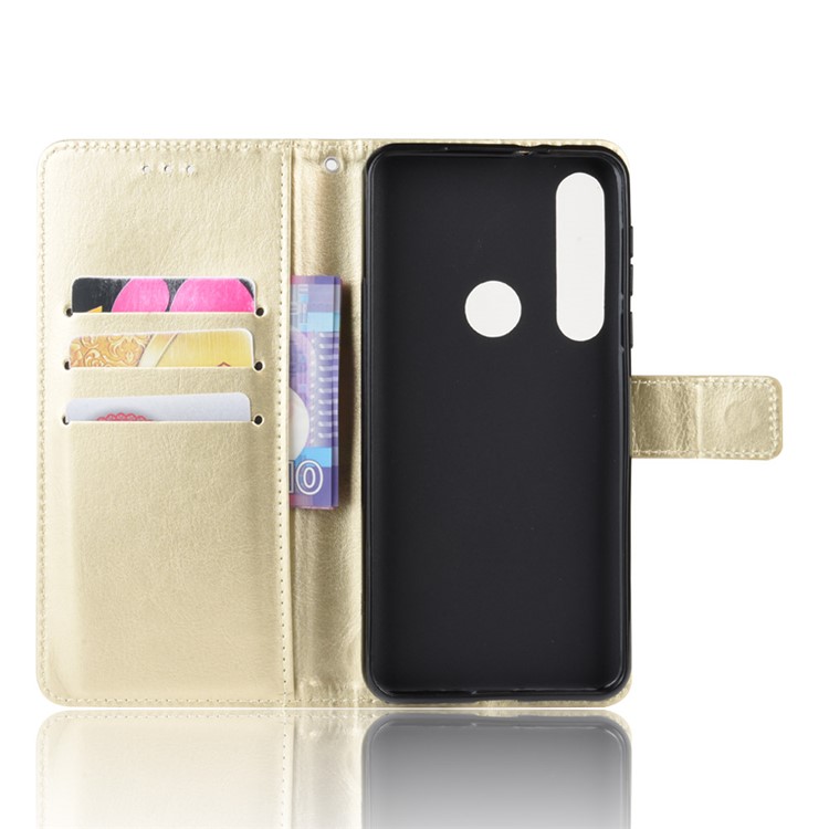 Crazy Horse Magnetic Leather Stand Case for Motorola Moto G8 Plus - Gold-3
