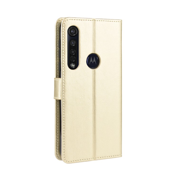 Crazy Horse Magnetic Leather Stand Case for Motorola Moto G8 Plus - Gold-6