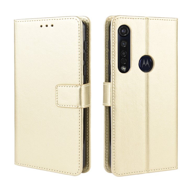 Crazy Horse Magnetic Leather Stand Case for Motorola Moto G8 Plus - Gold-7