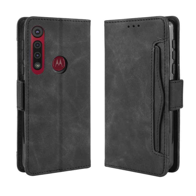 Wallet Stand Leather Protective Phone Case with Multiple Card Slots for Motorola One Macro / Moto G8 Play - Black-2