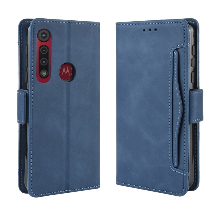 Wallet Stand Leather Protective Phone Case with Multiple Card Slots for Motorola One Macro / Moto G8 Play - Blue-2