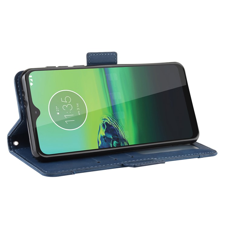Wallet Stand Leather Protective Phone Case with Multiple Card Slots for Motorola One Macro / Moto G8 Play - Blue-6