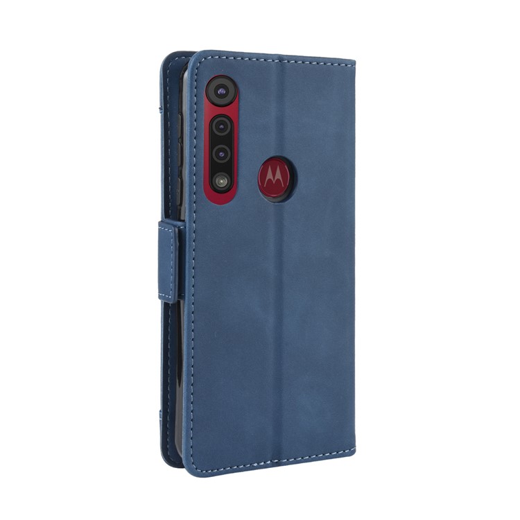 Wallet Stand Leather Protective Phone Case with Multiple Card Slots for Motorola One Macro / Moto G8 Play - Blue-7