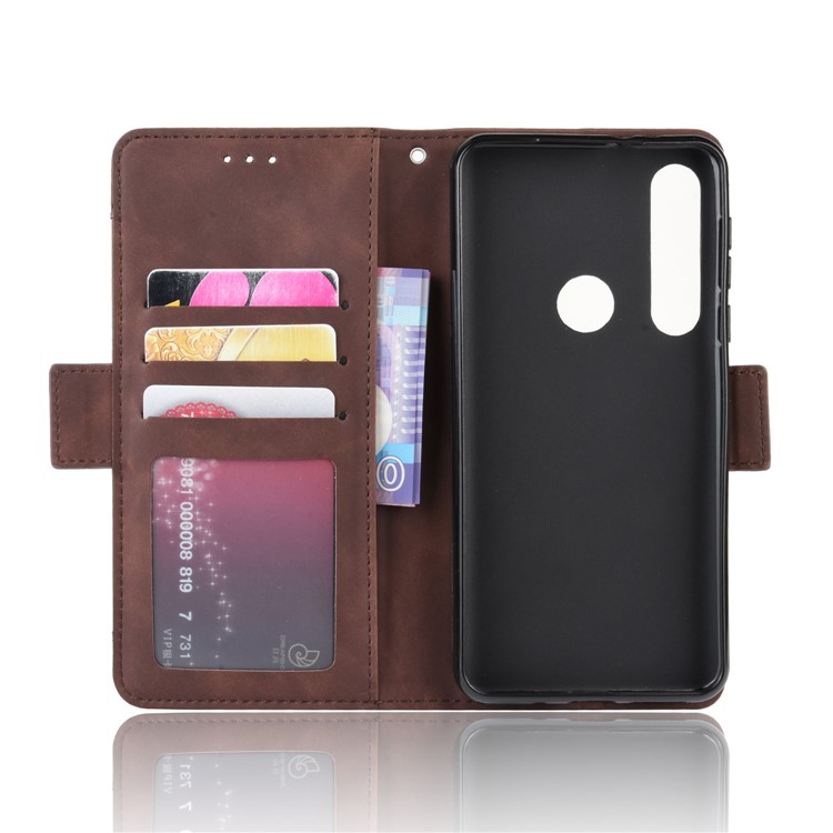 Wallet Stand Leather Protective Phone Case with Multiple Card Slots for Motorola One Macro / Moto G8 Play - Brown-4