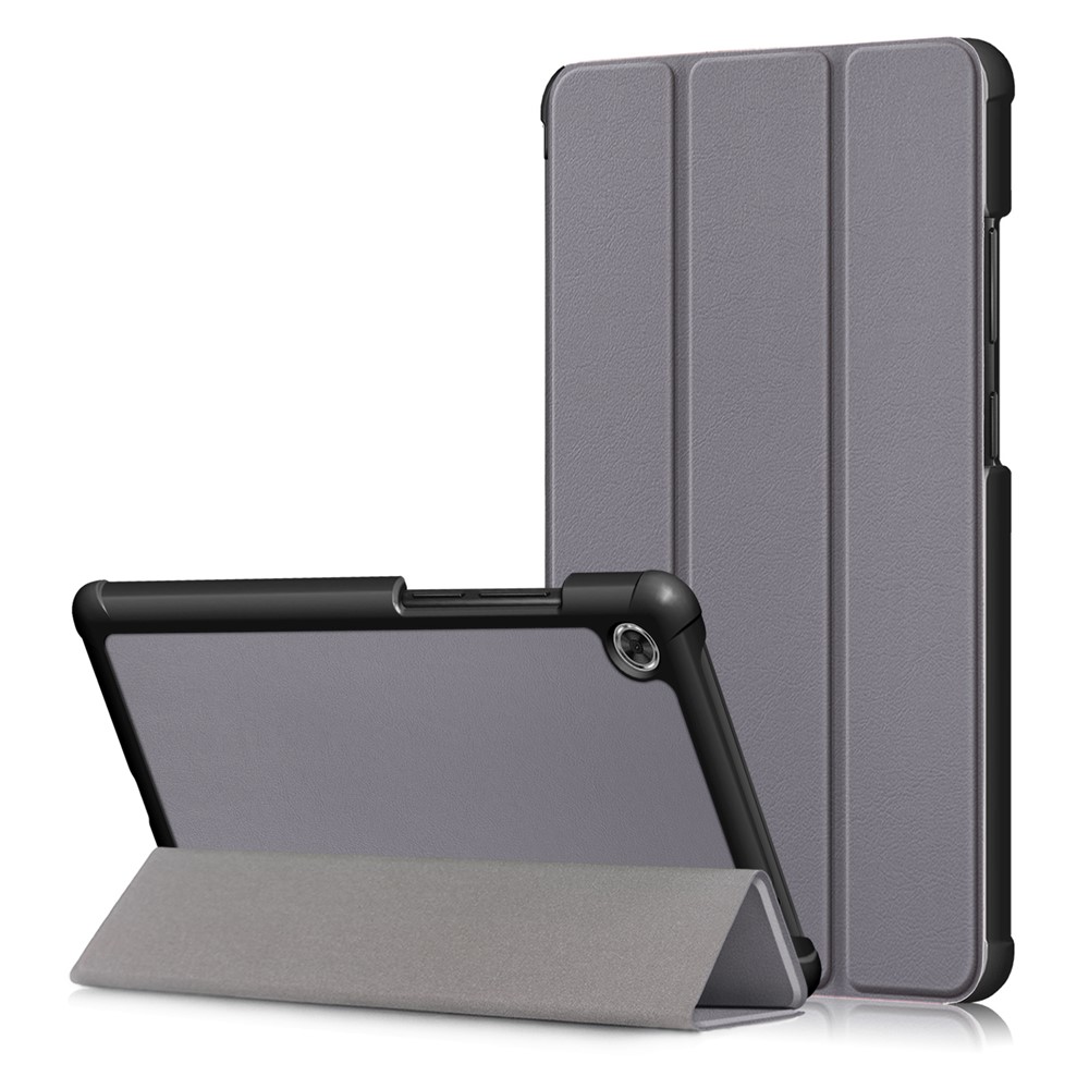 Tri-fold Stand PU Leather Tablet Case for Lenovo Tab M7 TB-7305F - Grey-1