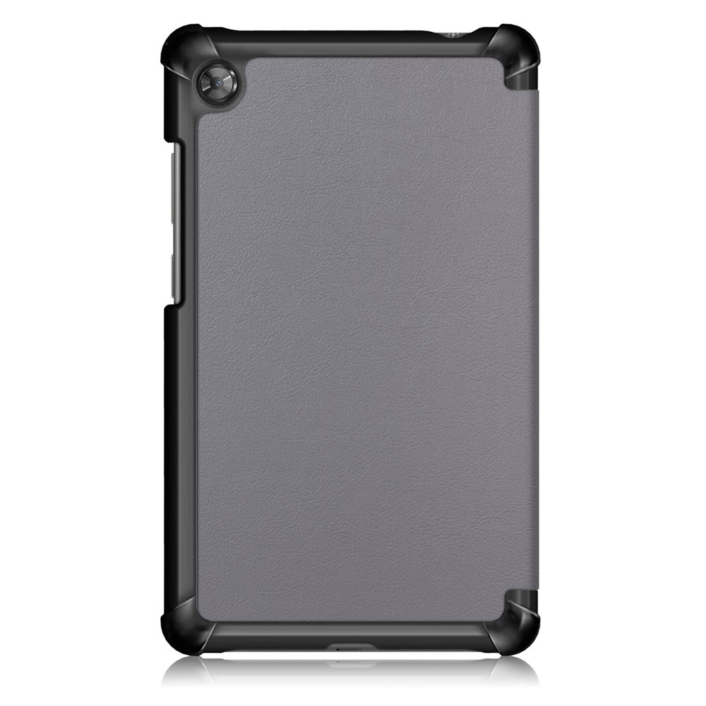 Pour Lenovo Tab M7 (2e Génération) TB-7305F / (3e Génération) Case de Tablette en Cuir PU Tri-fold Stand Scratch Resistant Flip Cover - Gris-3