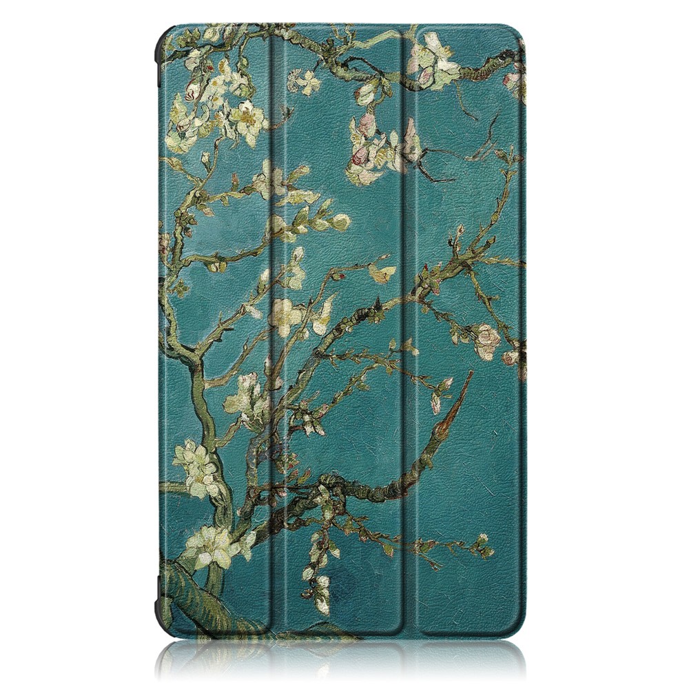 Patterned Tri-fold Stand Leather Smart Protective Tablet Case for Lenovo Tab M7 TB-7305F - Almond Tree in Blossom-2