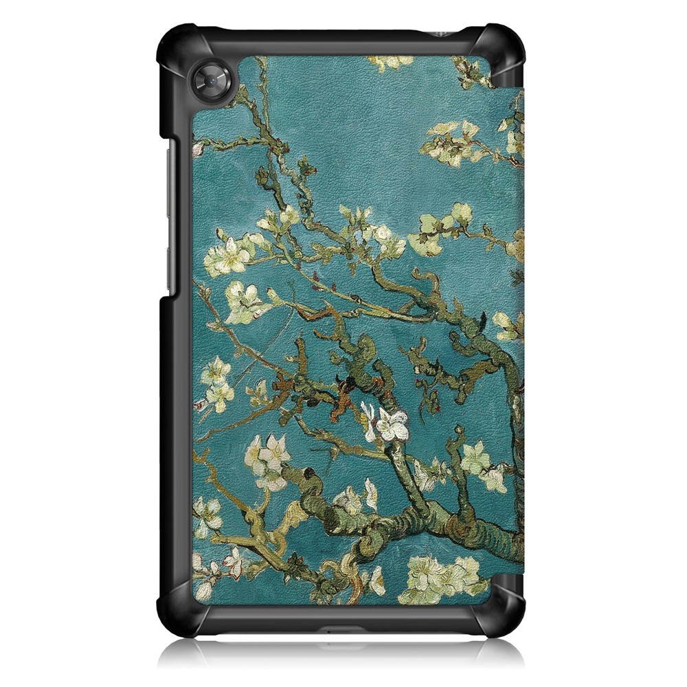 Patterned Tri-fold Stand Leather Smart Protective Tablet Case for Lenovo Tab M7 TB-7305F - Almond Tree in Blossom-3
