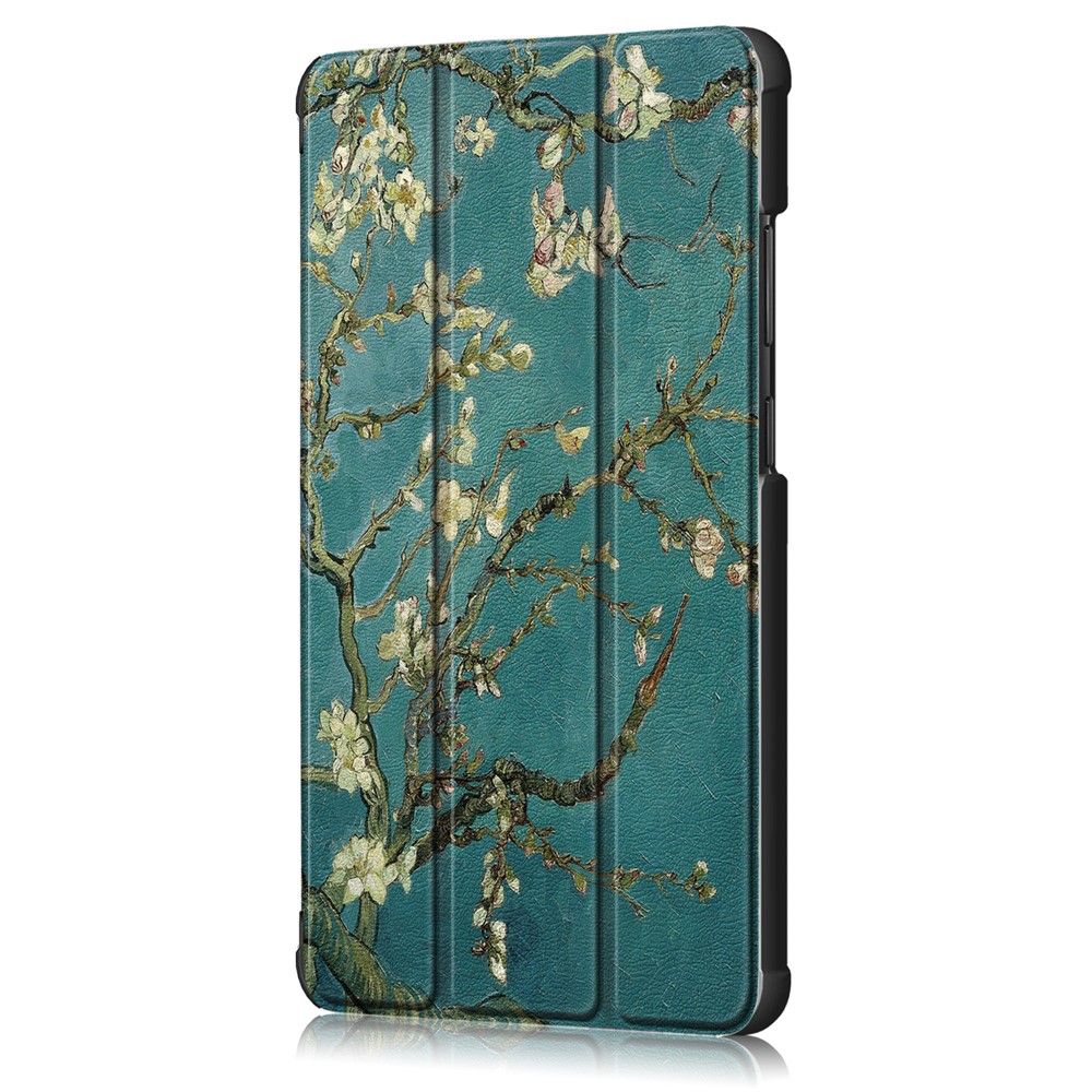 Patterned Tri-fold Stand Leather Smart Protective Tablet Case for Lenovo Tab M7 TB-7305F - Almond Tree in Blossom-4