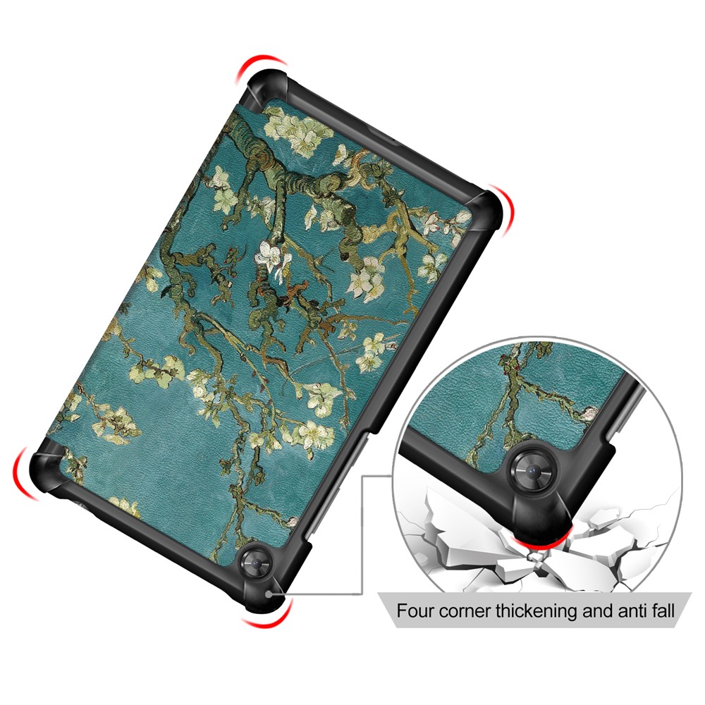Patterned Tri-fold Stand Leather Smart Protective Tablet Case for Lenovo Tab M7 TB-7305F - Almond Tree in Blossom-5