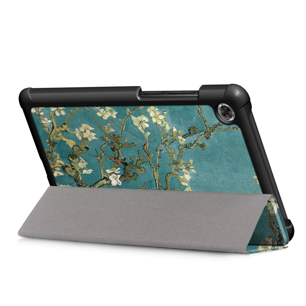 Patterned Tri-fold Stand Leather Smart Protective Tablet Case for Lenovo Tab M7 TB-7305F - Almond Tree in Blossom-6