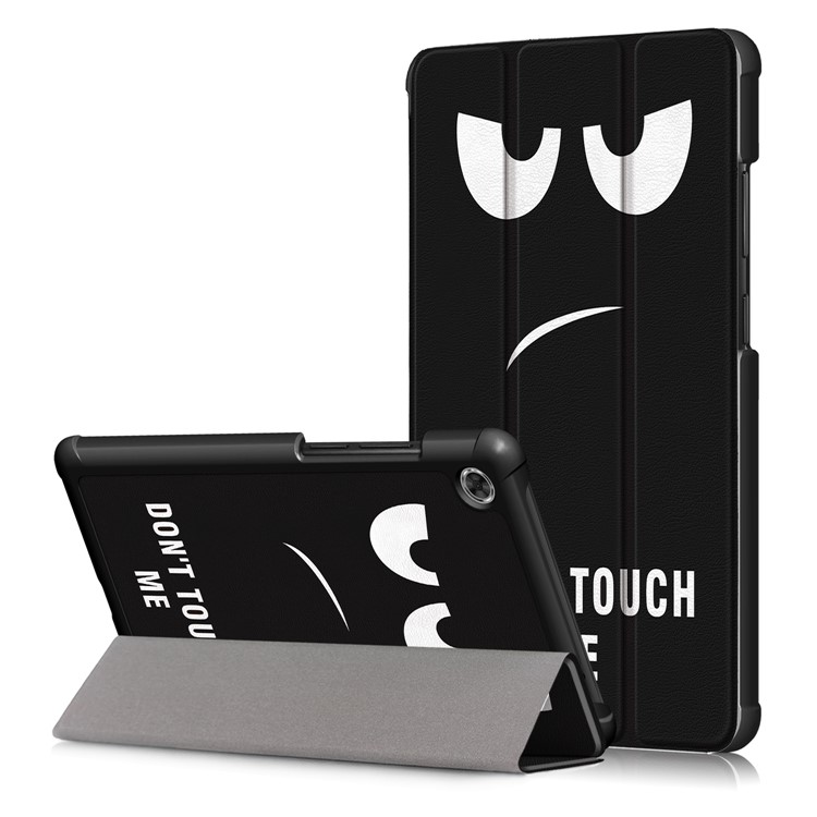 Patterned Tri-fold Stand Leather Smart Protective Tablet Case for Lenovo Tab M7 TB-7305F - Don't Touch Me-1